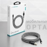 Кабель USB to Lightning плетеный Monarch Z-Series 2м, серый