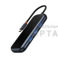 Картридер-хаб Baseus AcmeJoy 4-Port Type-C HUB Adapter（Type-C to USB3,0*4）Dark Grey