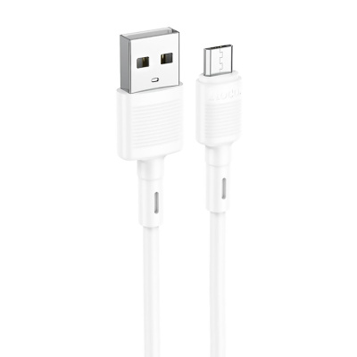 Кабель USB to Micro USB HOCO X83 Victory, 1.0м, круглый, 2.4A, силикон, цвет: белый (1/33/330)