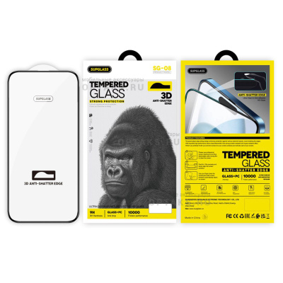 Защитное стекло с бортами SUPGLASS Nano Edge Glass SG-08, для iPhone 16 Pro (6.3)