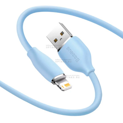Кабель USB to Lightning Baseus CAGD000103 Jelly Liquid Silica Gel, 2.0м, 2.4A, синий