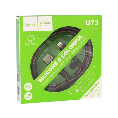 Кабель-Usb iPhone lightning Hoco Premium U73 Star galaxy silicone charging data cable, black